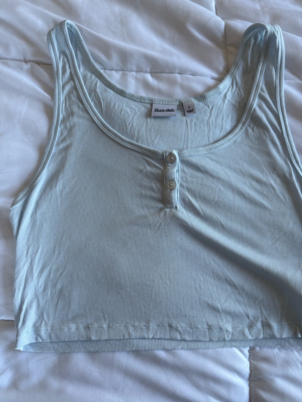 Aritzia Pale Blue Ribbed Henley Tank